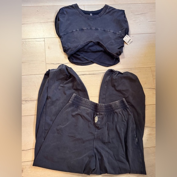Free People Navy Jogger set Pants top size Large new - Picture 5 of 8